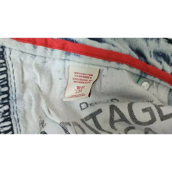 The Heritage America Men's Acid Wash Jeans Waist - Picture 7 of 10